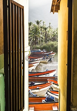 小船,海灘,海