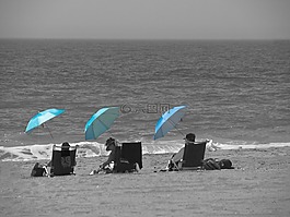 海滩,遮阳伞,日光浴