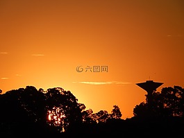 日落,天空,地平線