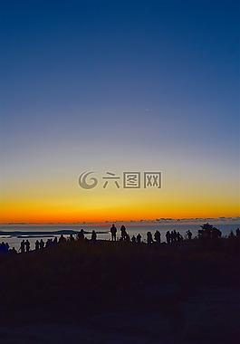 日出,側(cè)影,人
