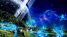 草地,山,宇宙