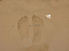腳印,沙,海灘