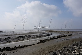瓦登海,落潮,航道