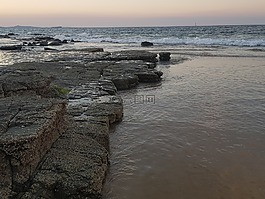 拉巴,海灘,日落