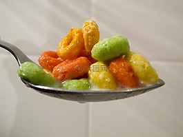 谷物,勺子,早餐