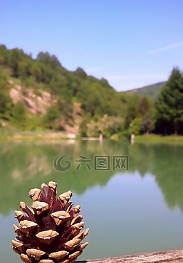 錐體,湖,山