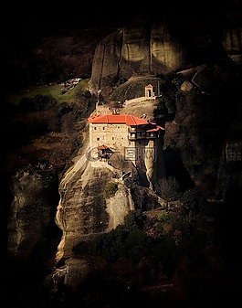 寺,懸崖,黑暗