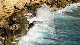 巖質(zhì)海岸,波,濺