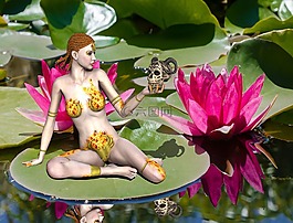 幻想,女子,蓮花