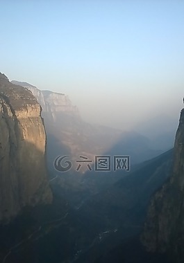 山谷,山,霧
