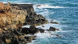 巖質(zhì)海岸,波,濺