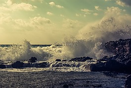 波,崩潰,海岸