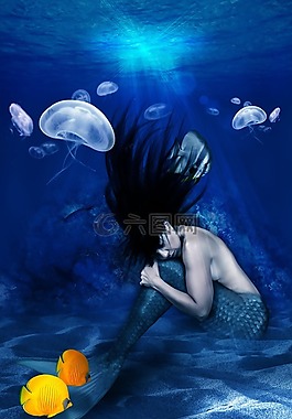 美人魚,水下,海