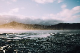 海灘,地平線,海洋