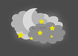 夜空,月亮的云彩,天上的星星