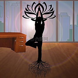 辦公室,瑜伽,女子