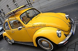 大眾甲殼蟲,黃色的甲蟲,大眾汽車大眾