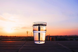 水杯,日落,校園