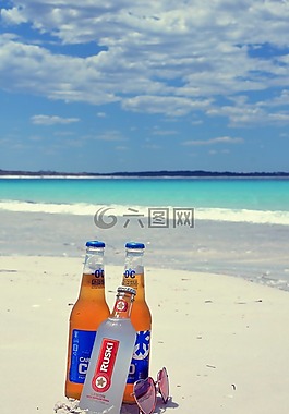 海灘,啤酒,沙