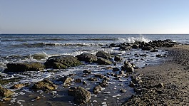 海,噴霧,藍(lán)色的天空