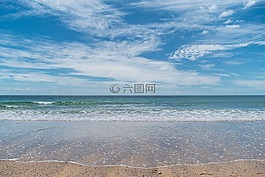 海灘,波,沙