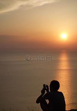伊維薩,日落,海