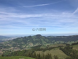 夏天,山,查看