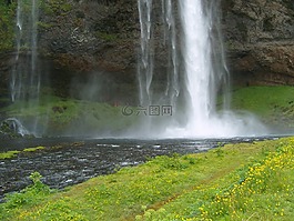 冰島,瀑布,綠色