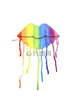 图,水彩,嘴唇