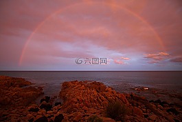 彩虹,abendstimmung,紅色的天空