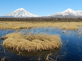 火山,白雪皚皚的群山,頂點