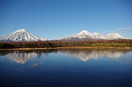 火山,白雪皚皚的群山,頂點