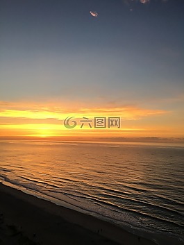 日出,海滩,海洋