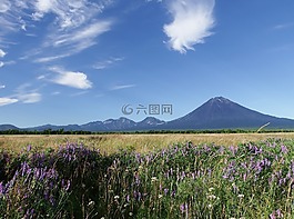 火山,白雪皚皚的群山,頂點