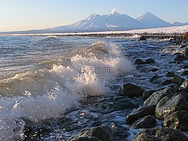 火山,山,海洋