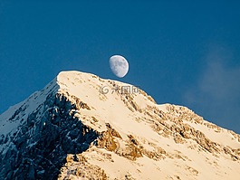 山,月亮,天空