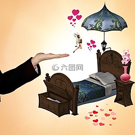 床,手,家具