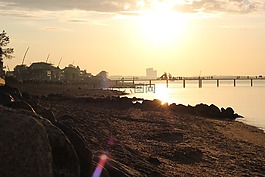 日落,海灘,波羅的海