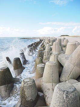 波,防波堤,海滩固定