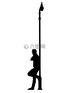 燈柱,側(cè)影,男子