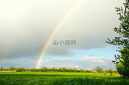 彩虹,云,太阳