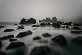海灘,有霧,薄霧