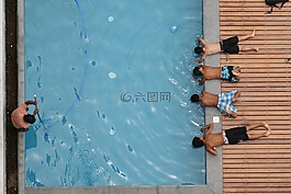 游泳池,朋友,乐趣