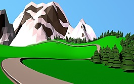 山,森林,路