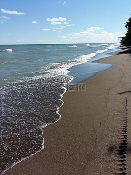 海灘,水,沙