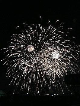 煙花,夜,夏季