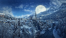 冬天,夜,雪