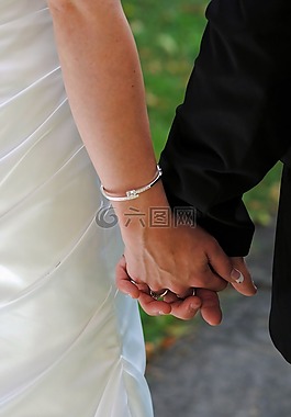 婚禮,牽手,新娘和groome