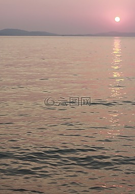 日落,海,水