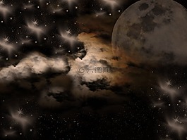 月球,夜,天空